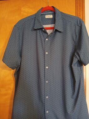 Level Ten Men’s Short-Sleeve Button-Up Polo Shirt - Navy Geo